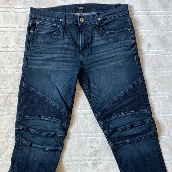 Hudson Blake Slim Straight Ethan Biker Skinny Dark Wash Denim Jeans - Picture 4 of 5